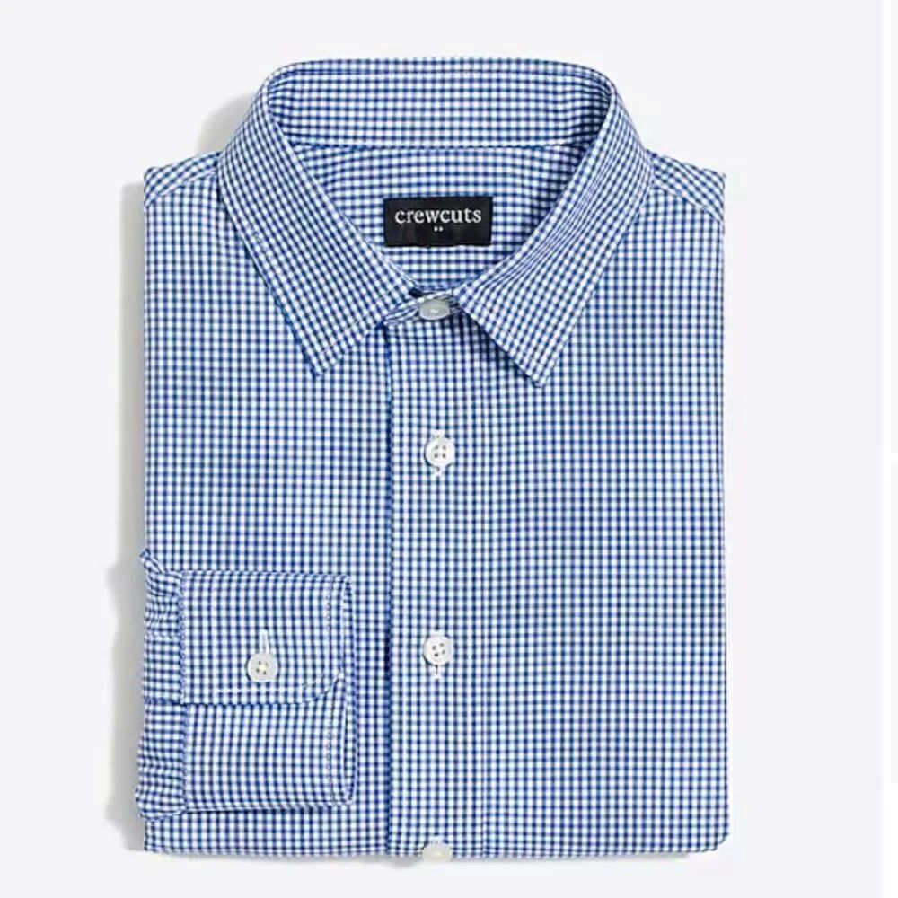 Crewcuts factory Thompson blue and wt gingham shirt size 8 NWT